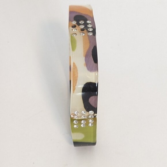 Vintage Square Bracelet Bangle Acrylic Tortoise Costume Jewelry MCM Retro - Picture 6 of 6